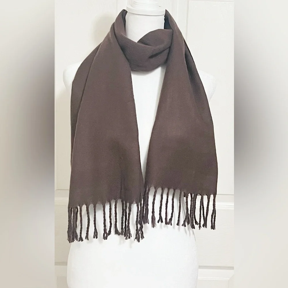Rigs & Rossi 100% Cashmere  Fringes Scarf Black Unisex